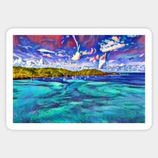 Caribbean Sea with Cotton Candy Clouds Sticker